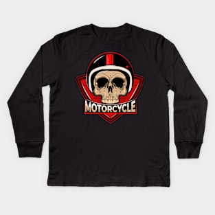 Motorcycle Skull Rider Kids Long Sleeve T-Shirt